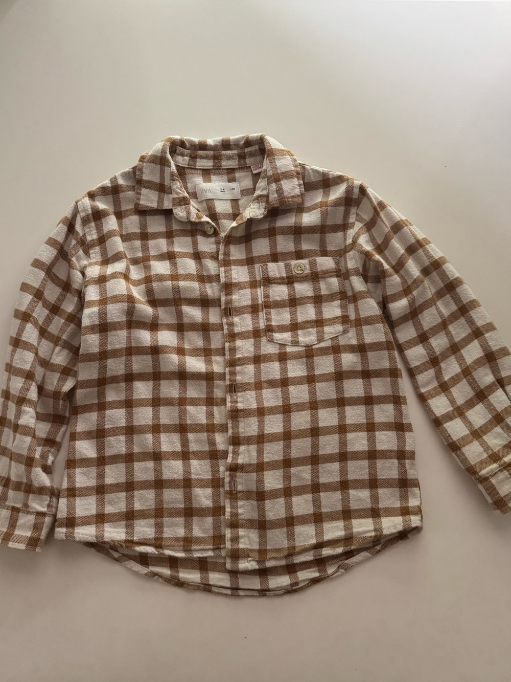 Zara Kids Brown & White Plaid Shirt
